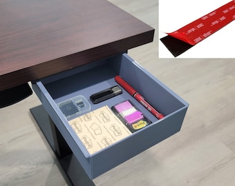 Cajón para debajo del escritorio, caja de almacenamiento debajo de la mesa para añadir cinta, diseño especial con montaje adhesivo 3M