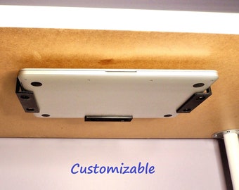 Under Desk Laptop Holder, 2 Sizes Add On Under Table Laptop/Keyboard Storage, Special Design With #6 Screws Included