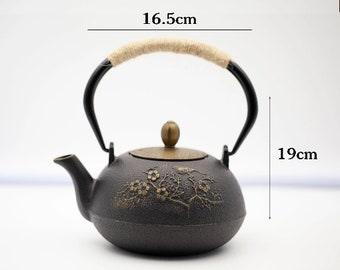 FLORAL TEA TEAPOT, Cast Iron Teapot, 800ml Heavy Grain Bird Artistic Teapot, Cute Iron Handmade Kettle Tea Lover Gift