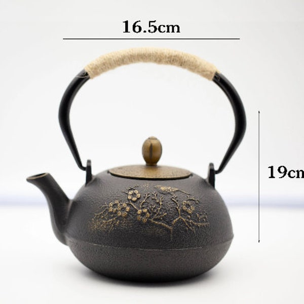 TETERA DE TÉ FLORAL, Tetera De Hierro Fundido, Tetera Artística De Pájaro De Grano Pesado De 800 Ml, Regalo De Amante Del Té De Hervidor Hecho A Mano De Hierro Lindo