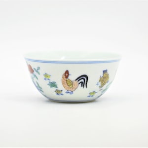 TRADITIONAL TEACUP, CHICKEN Cup, Hand Painted Dynasty Chenghua Doucai Beautiful Design Artistic Jar Cup, Jingdezhen Chinese Cup