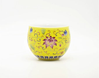 Taza de cerámica redonda de fusión con alambre dorado de color esmaltado, pintada a mano, taza personal, juego de té Kung Fu