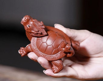 Yixing purple sand tea pet little dragon turtle tea playing purple sand sculpture tea ceremony surrounding ornaments