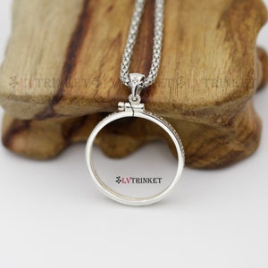 Solid silver 25 x 2 mm,  coin bracket frame pendant screw top