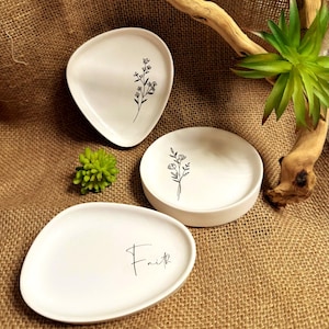 Handmade Ceramic Floral Trinket Dish: Boho Jewelry Catchall