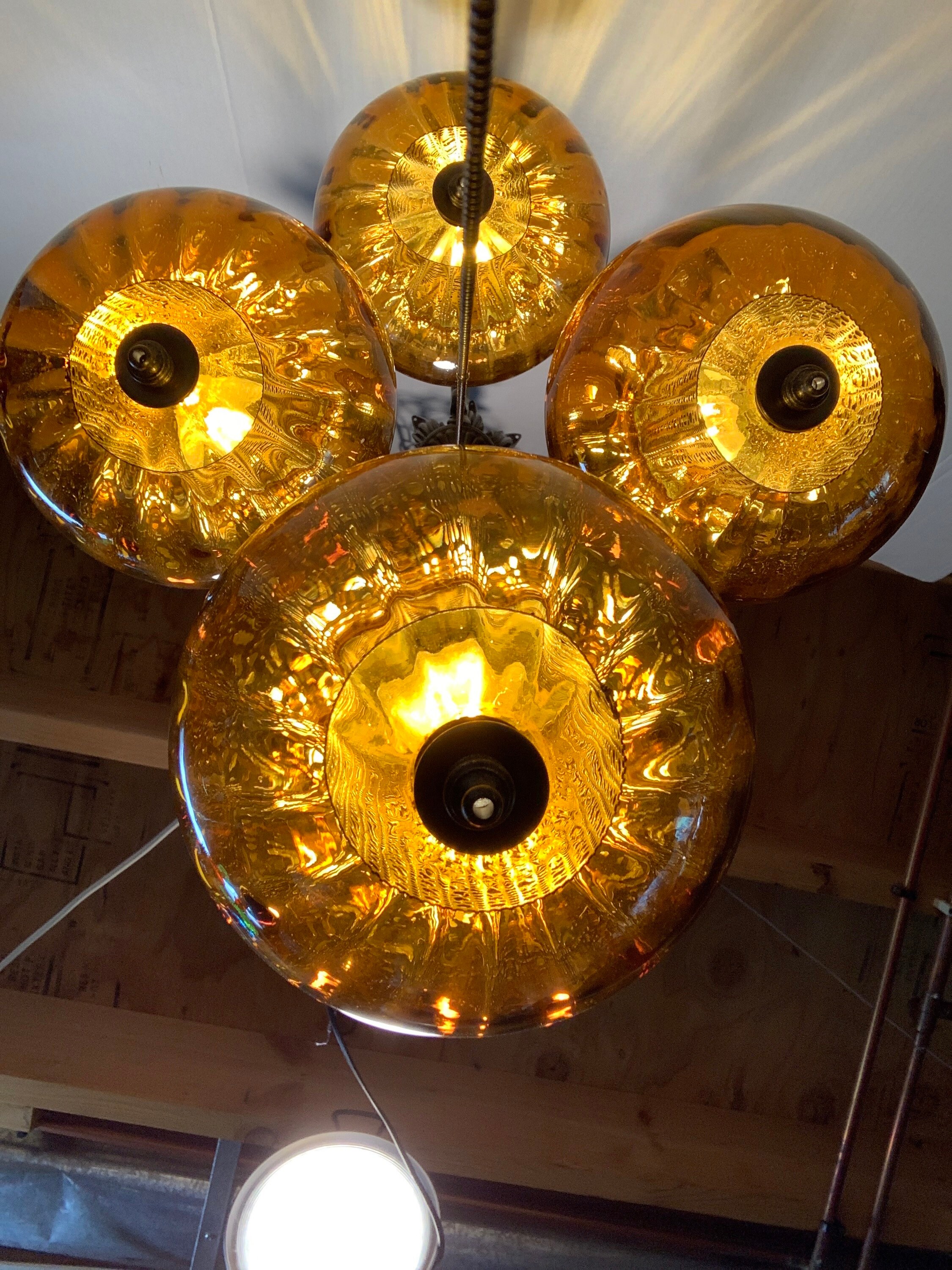 Quadruple amber globe swag lamp Etsy