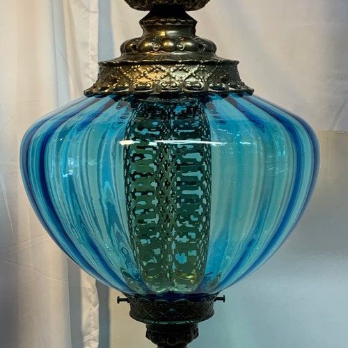 Vintage GREEN Hanging Glass Light Swag Globe Lamp Retro Etsy