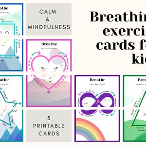 Activity cards for toddlers Breathing exercise cards Printable activity flashcards Yoga breathing cards for kids Deep breathing image 1