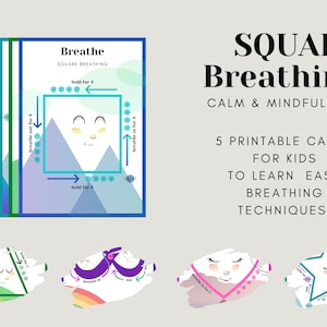Activity cards for toddlers Breathing exercise cards Printable activity flashcards Yoga breathing cards for kids Deep breathing image 4
