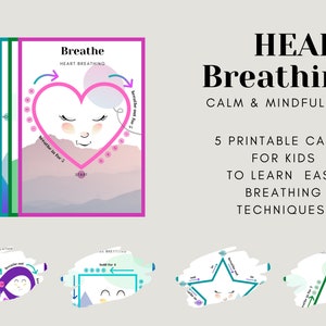 Activity cards for toddlers Breathing exercise cards Printable activity flashcards Yoga breathing cards for kids Deep breathing image 2