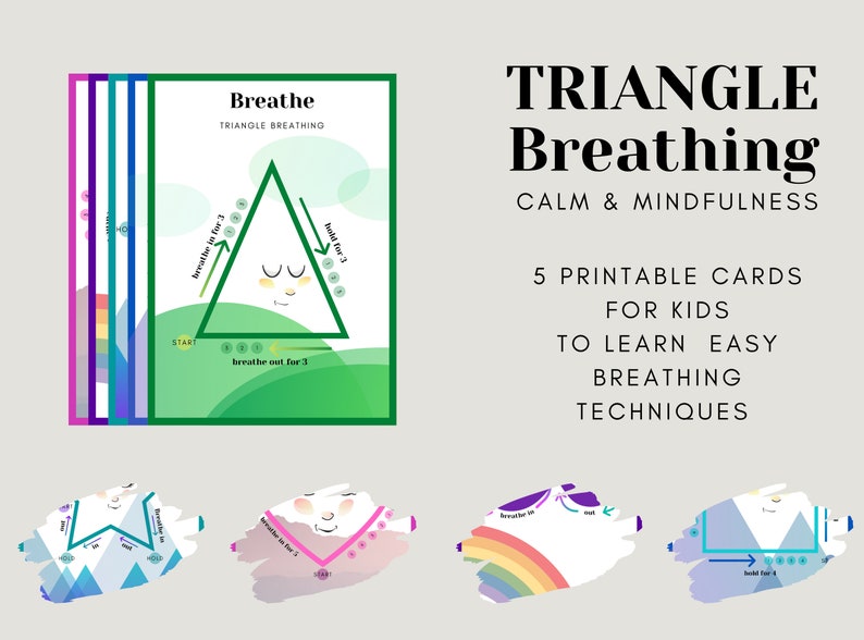 Activity cards for toddlers Breathing exercise cards Printable activity flashcards Yoga breathing cards for kids Deep breathing image 5