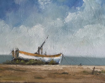 Fishing Boat Deal I | Original Oil on Canvas Painting by Vernon Lintern | Art for the Home & Office
