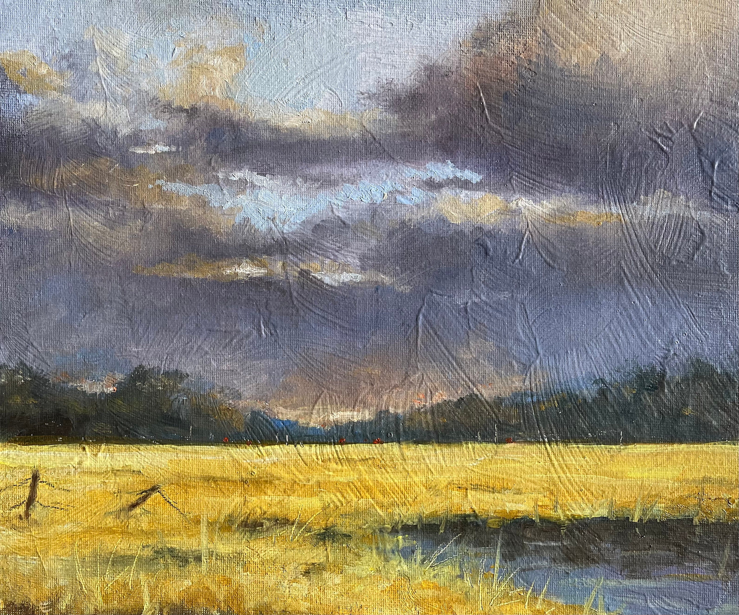 Golden Fields II | Original Oil on Canvas Board Painting by Vernon Lintern | Art For The Home & Office