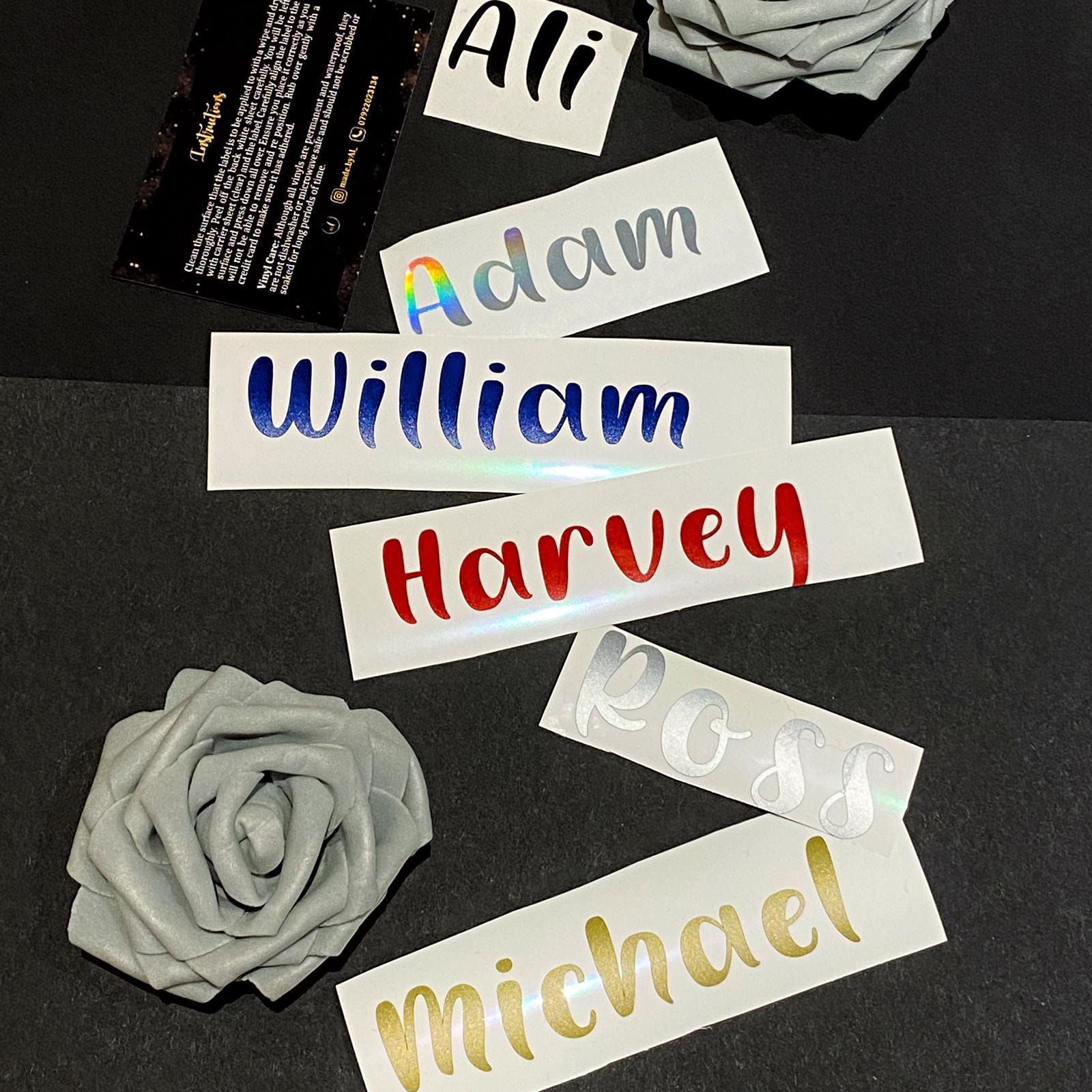 Personalised Name Stickers Vinyls Labels Etsy