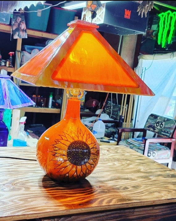 Sunflower Stained Glass Lamp | Etsy