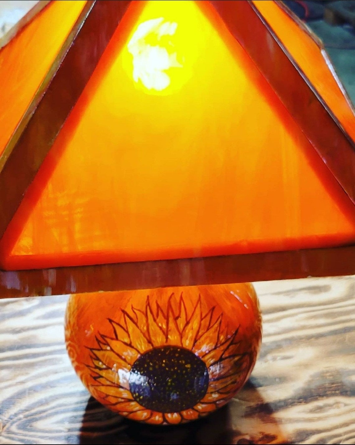 Sunflower Stained Glass Lamp | Etsy