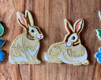Handcrafted Ceramic Rabbit Mosaic Tile: Two Unique Bunny Designs For Crafting
