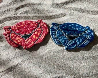 Crab Mosaic Tile, Handmade Glazed, Choose from Two Colors, Ocean Sealife Tile, For Crafting and Making Indoors or Out