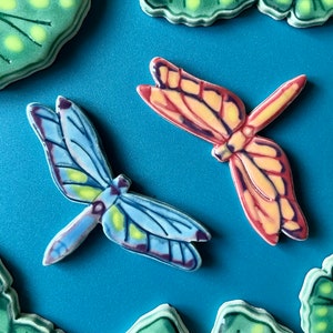 Dragonfly Mosaic Tile, Choose From Two Colors, Handmade and Glazed, Insect Pottery For Crafting and Making Indoors or Out