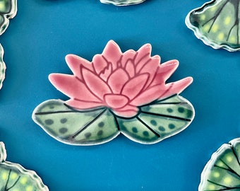 Handmade Ceramic Lotus Mosaic Tile: Handglazed Flower Pottery For Crafting