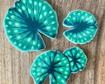 Lily Pad Mosaic Tile, Choose From Three Types, Original Design Handmade and Glazed Tiles, Pond Plants For Crafting and Making Indoors or Out