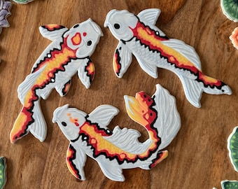 Handcrafted Ceramic Fire and Ice Koi Mosaic Tile for Crafting: Choose From Three Styles