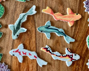 Handcrafted Ceramic Koi Mosaic Tile, Choose From Five Original Styles For Crafting
