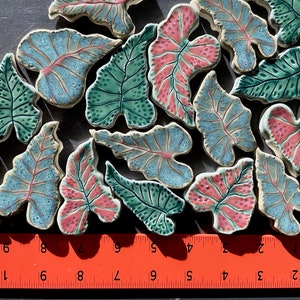 Caladium Leaf Mosaic Tile, Choose From Three Types, Each Completely Unique Hand Cut Ceramic, Tropical Jungle Rainforest image 3