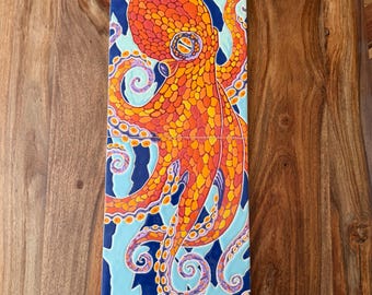 Cuerda Seca Octopus Mural, Hand-Glazed Ceramic Art, 2 Piece Reef Decor