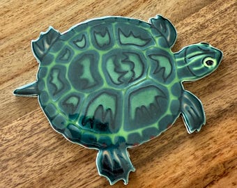 Handmade Ceramic Pond Turtle Mosaic Tile: Original Swimming Design For Crafting