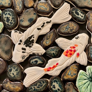 Ceramic Butterfly Koi Mosaic Tile, Choose From Two Colors, Handmade and Hand Glazed, Crafting and Making Indoors or Out,