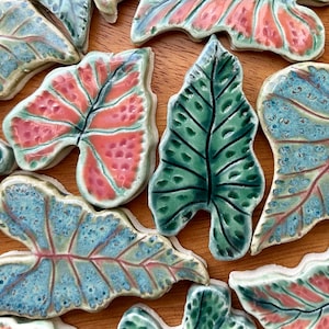 Caladium Leaf Mosaic Tile, Choose From Three Types, Each Completely Unique Hand Cut Ceramic, Tropical Jungle Rainforest image 2