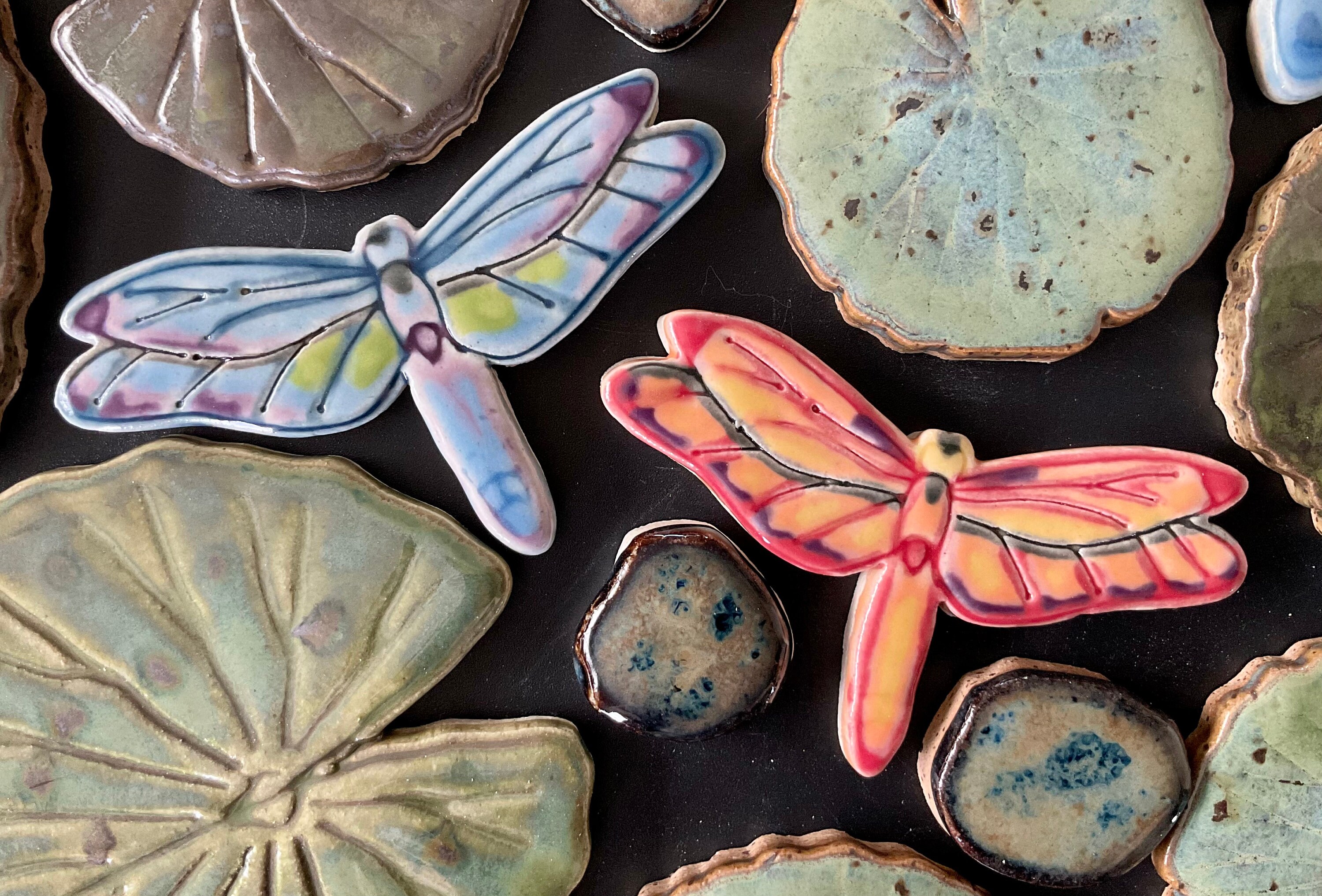Pottery Insect Handmade Ceramic Dragonfly Mosaic Tile: Original Design Insect Pottery ...