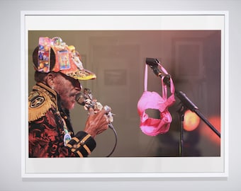 Lee Scratch Perry @ Beat Herder 2012 (crowd throw their underwear on stage) by Michelle Heighway (Frame not included)
