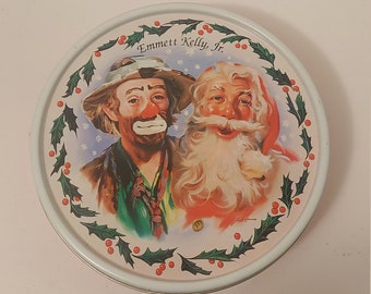 1995 Emmett Kelly Jr Decorative Clown Santa Claus Tin
