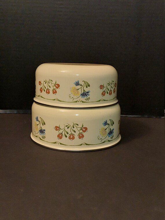 Vintage JC Penny Kobe Bowls Floral Metal Enamel Mixing Bowls Etsy