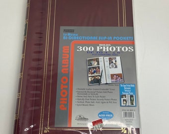 Vintage 2001 Pioneer bi-directional slip in pockets leather burgundy photo album 4x6 photos, scrapbooks, photo holders