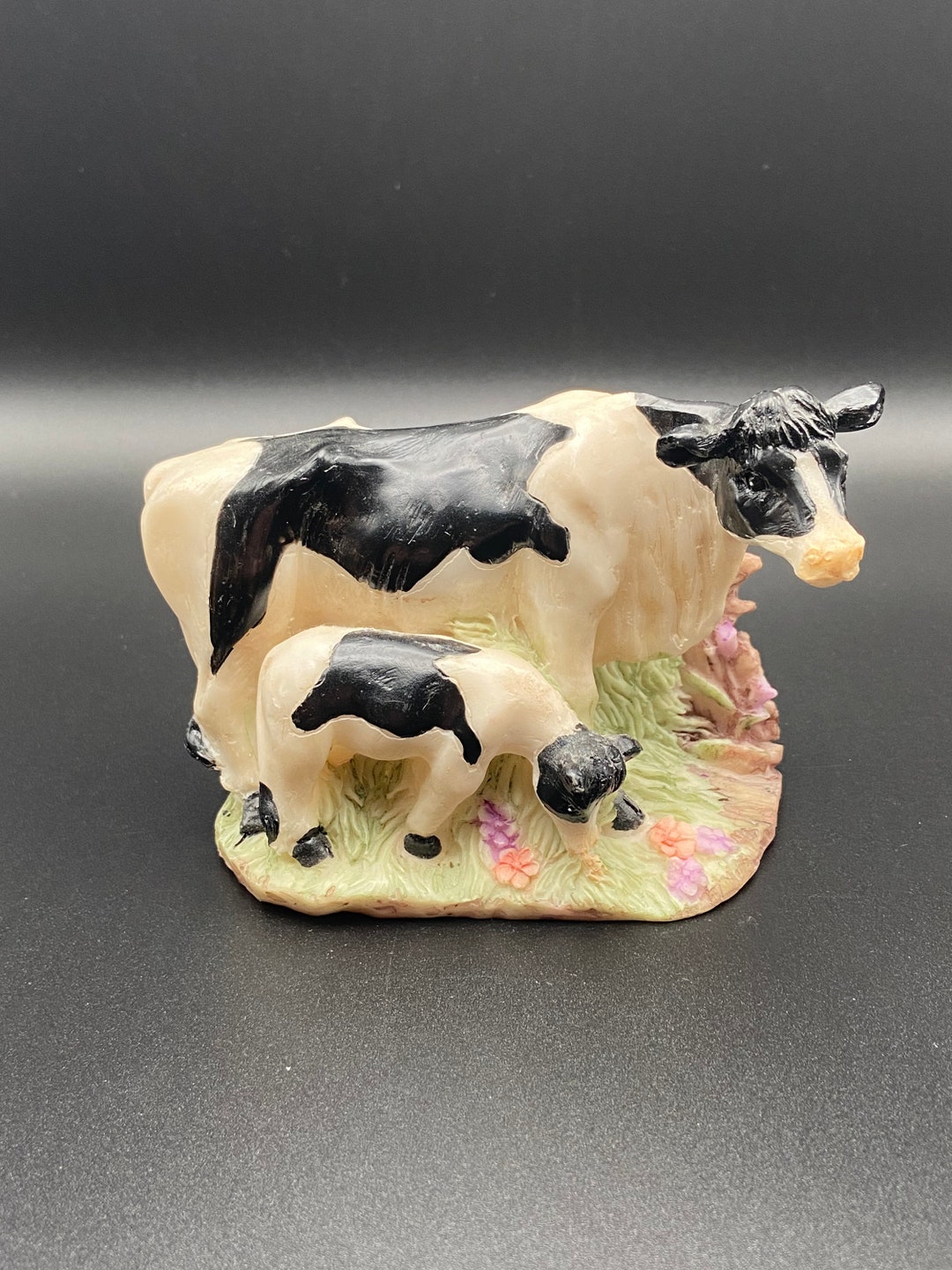 Resin Cow and Calf Figurine, Farm Animal Figurines, Collectible Cows
