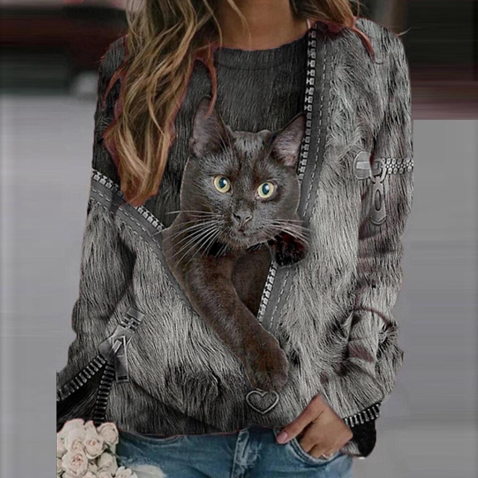 Cat sweatshirt sweater unisex creative high quality new gift Etsy