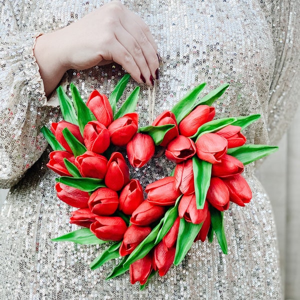 Couronne rouge de tulipe de coeur rouge de luxe | Souvenir 2021 | Couronne d'|