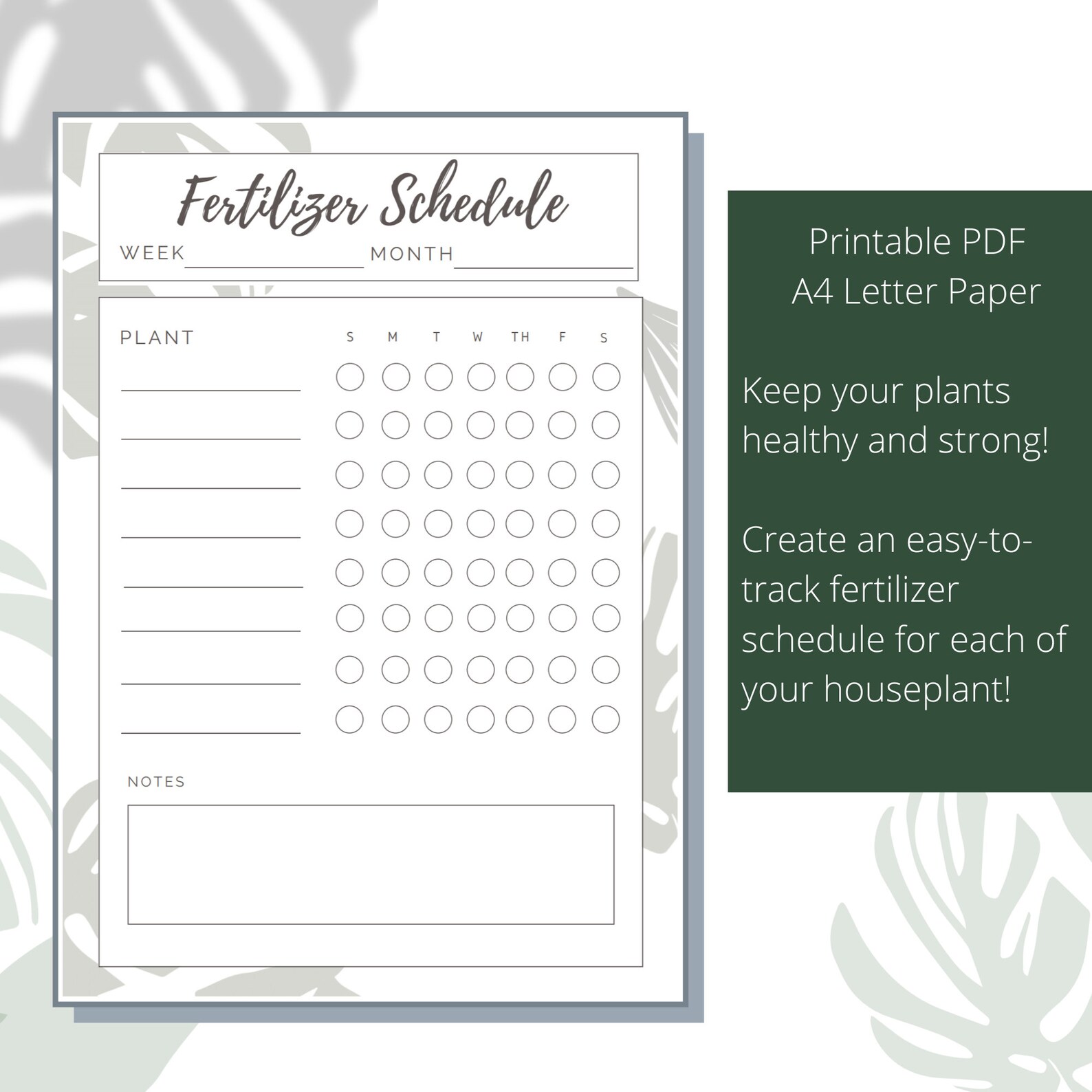 Plant Care Journal Printable Care Bundle A4 Plant Profile Etsy