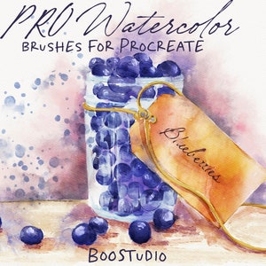 Realistic watercolor brushes for Procreate, brush set for iPad, loose watercolor brush pack, paper canvas for Procreate, commercial license