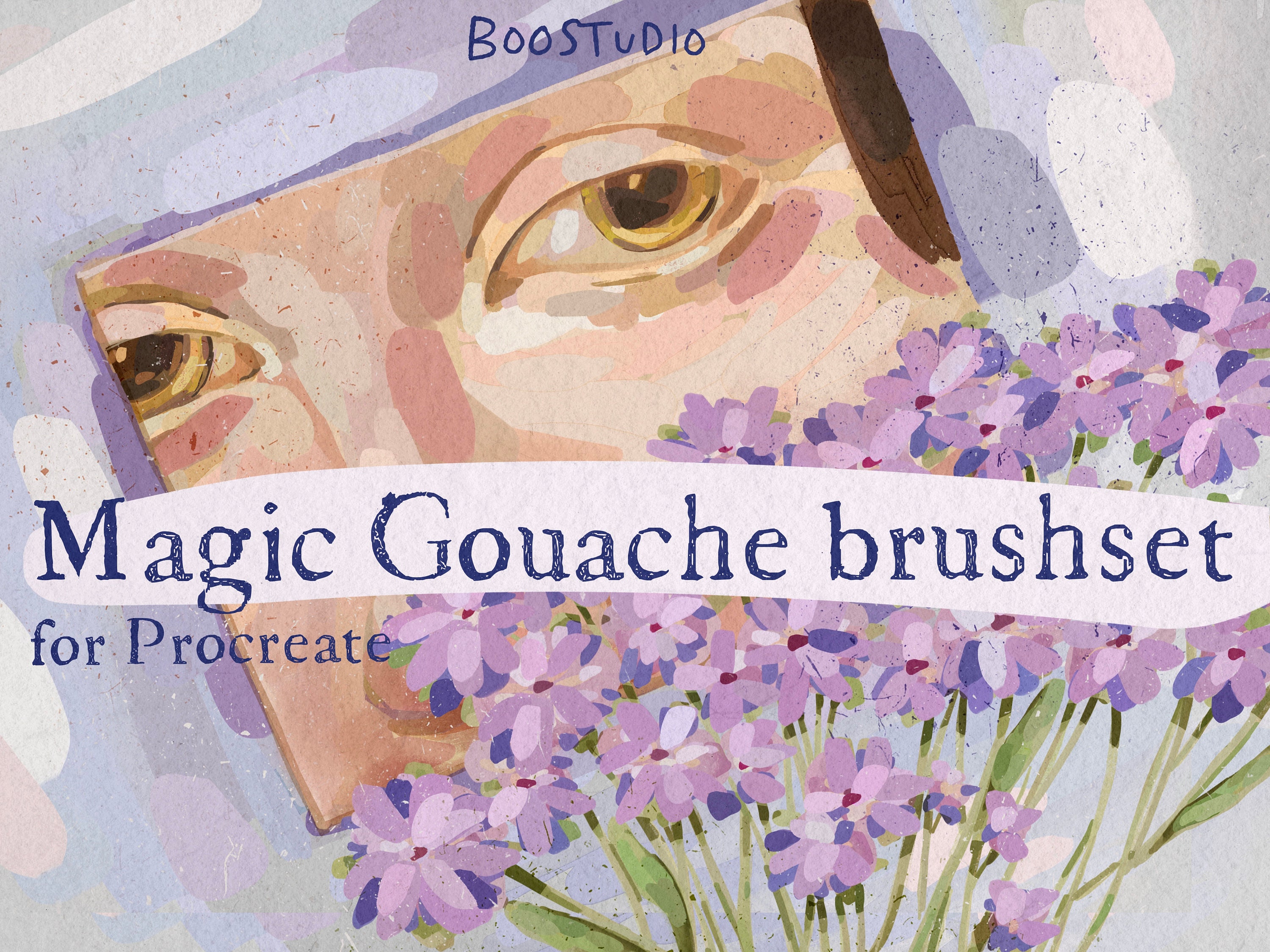 Set de pinceles de gouache mágico para Procreate – Pinceles de textura de gouache digital realista con papel, paletas y licencia comercial