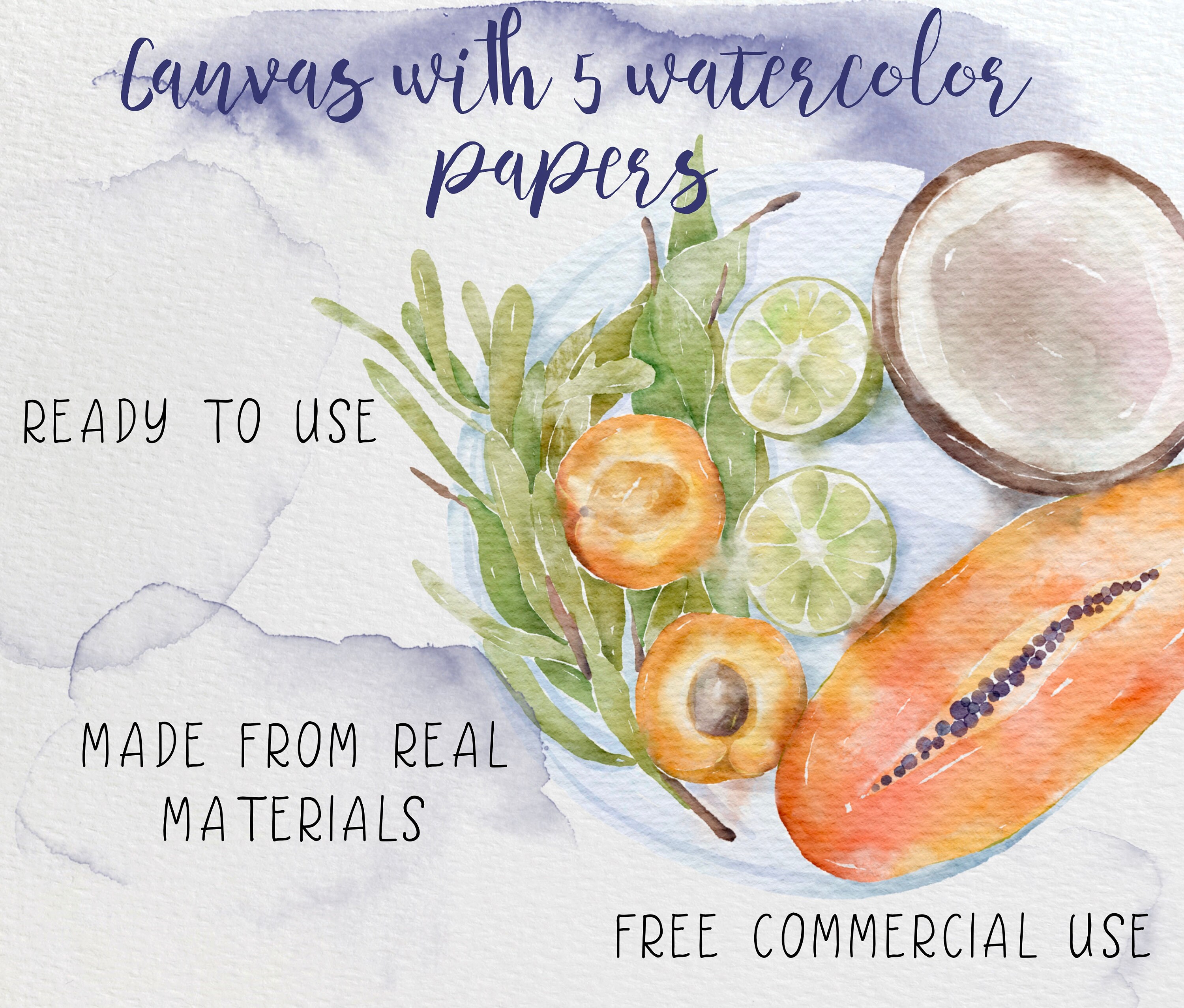 5 Procreate Watercolor Papers Watercolor Paper Texture Etsy