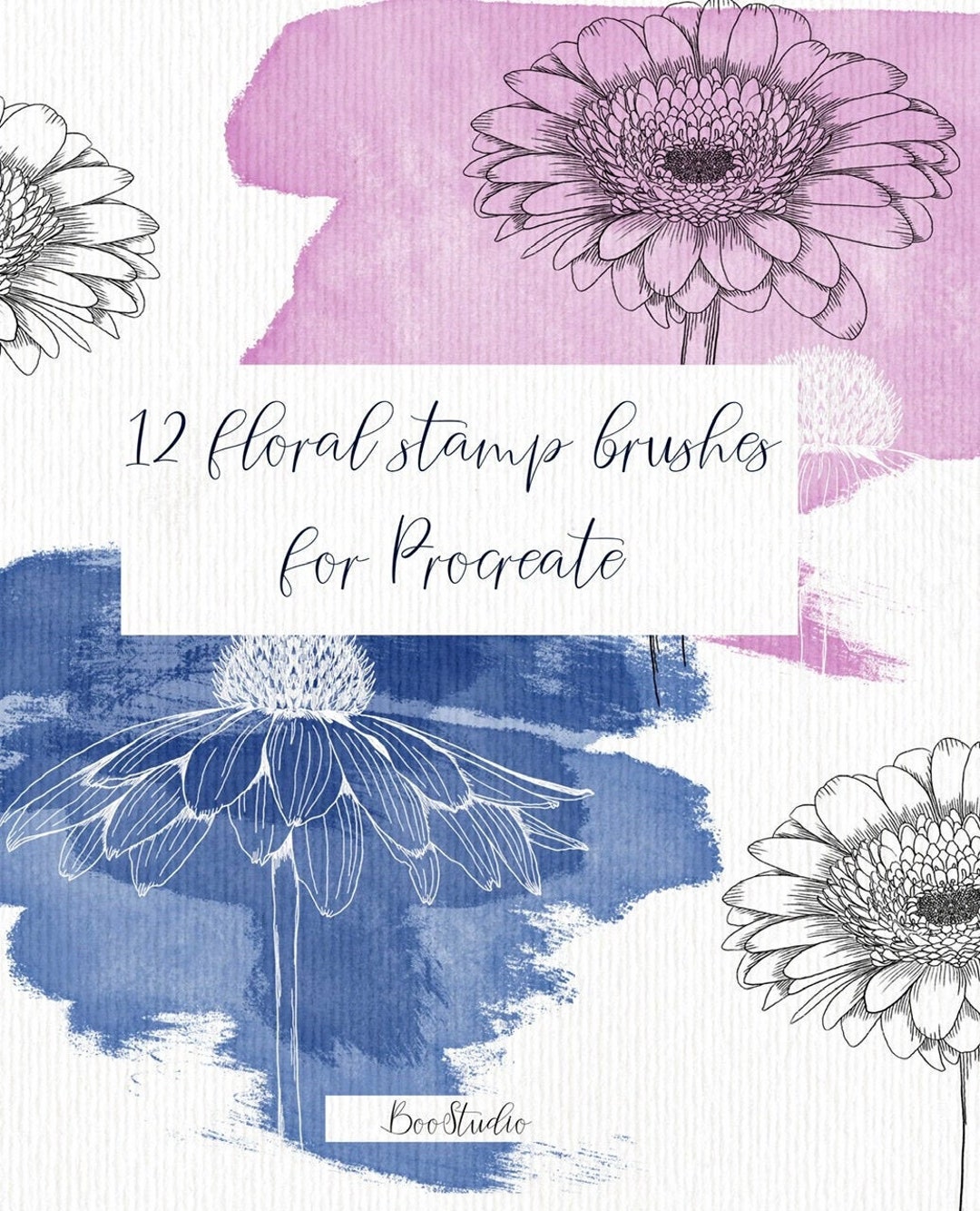 Vintage Floral Stamp Brushes for Procreate Procreate Stamp - Etsy