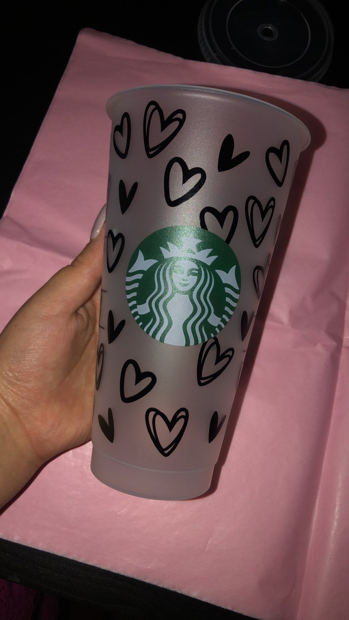 Black heart Starbucks Cup / Starbucks tumbler / Hearts Tumbler Etsy