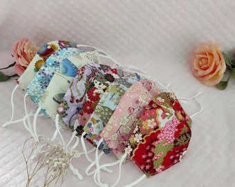 Masque  femme en tissu , lavable  motif japonnais