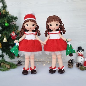 Crochet Doll Pattern, Amigurumi Doll Pattern, Christmas Doll, English Pattern Pdf,With Adele doll christmas dress, It is video supported.