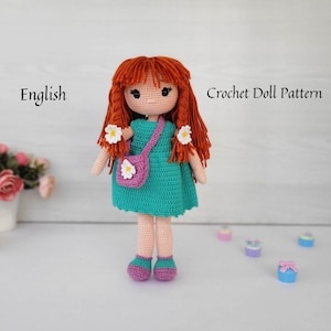 Daisy Crochet Doll Pattern: Amigurumi Girl with Bag (PDF)