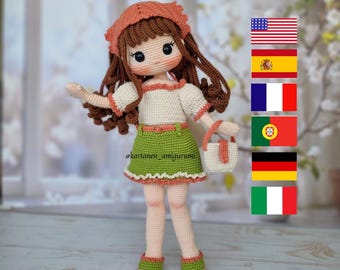 Padrão de boneca de crochê: Tutorial da boneca Wendy Amigurumi (PDF em 6 idiomas)